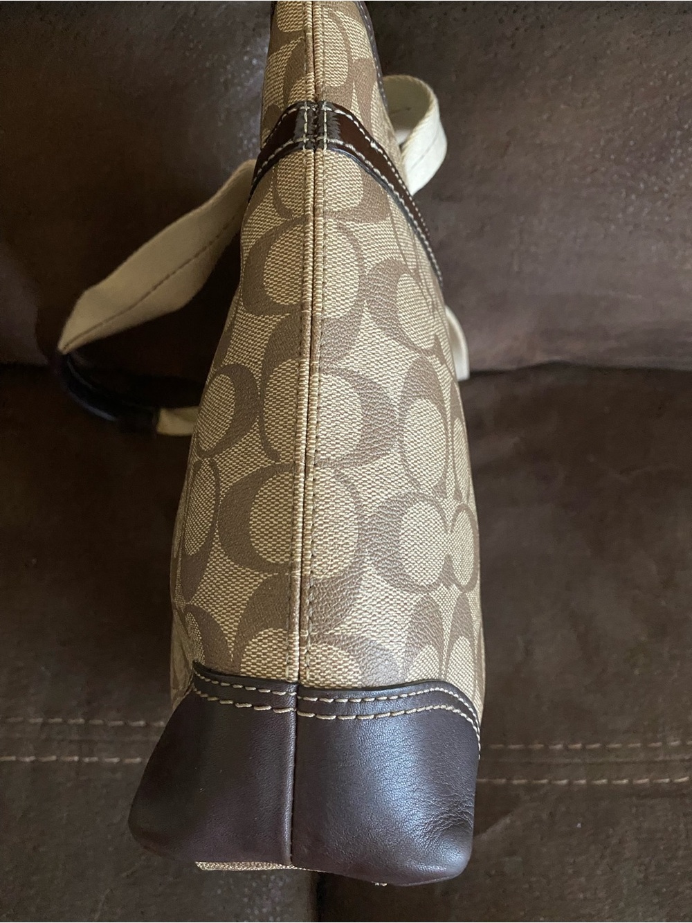 Coach Heritage Khaki Chestnut Coated Canvas Tote - Picture 5 of 14